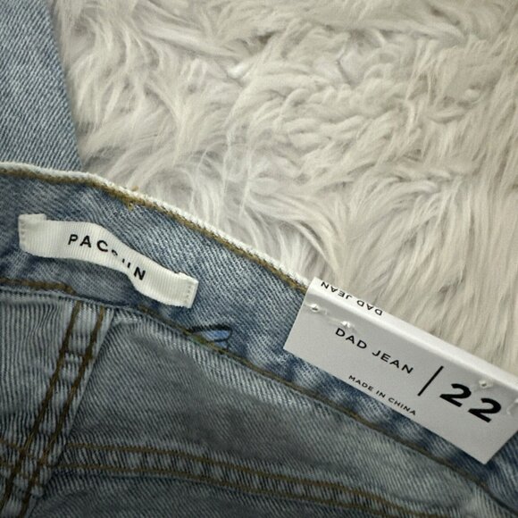PACSUN womens NWT Dad Jeans Butterfly pattern 22 light wash y2k - Picture 6 of 16